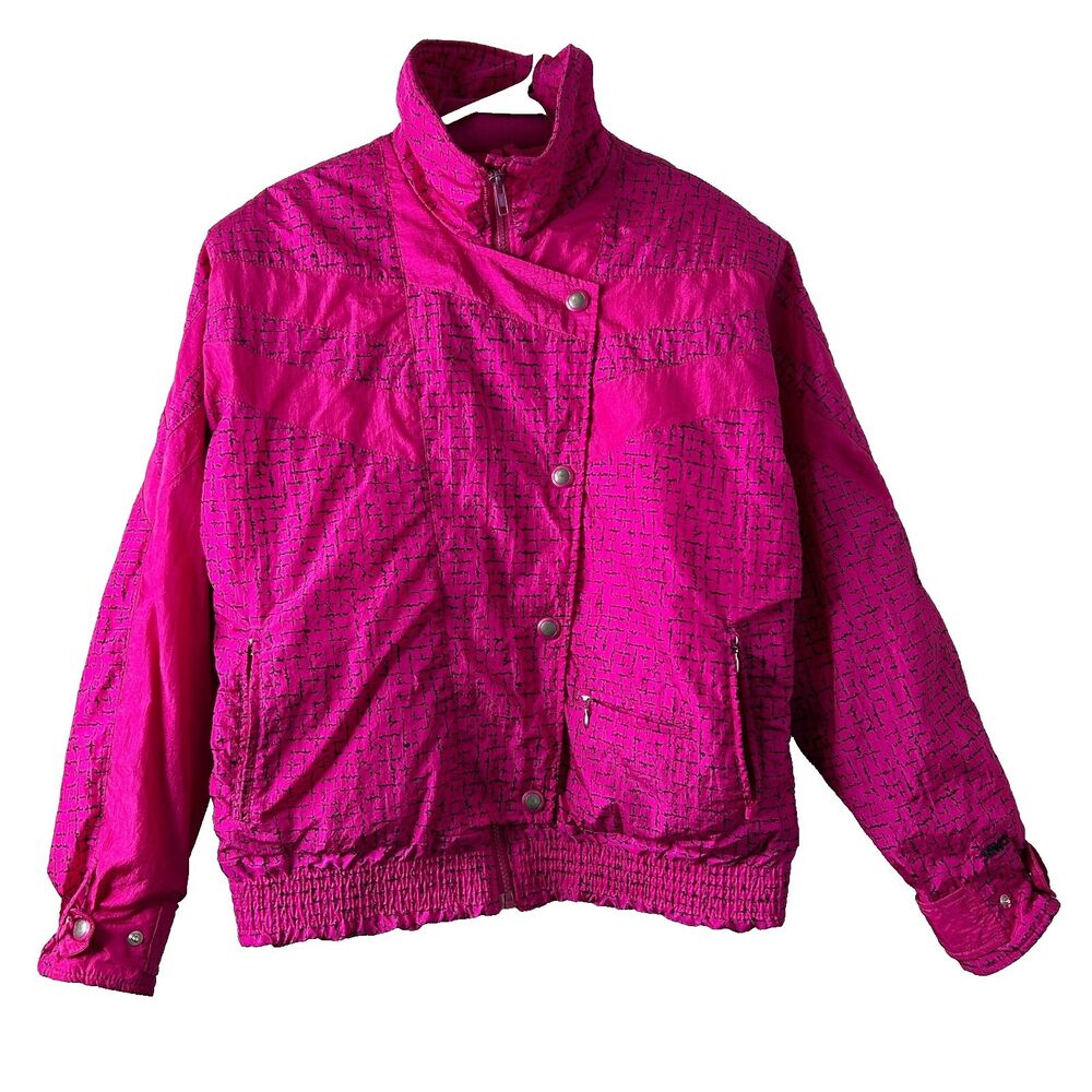 Vintage 80s Serac Ski Jacket Womens 10 Pink Black Thinsulate Snow Winter Puffy